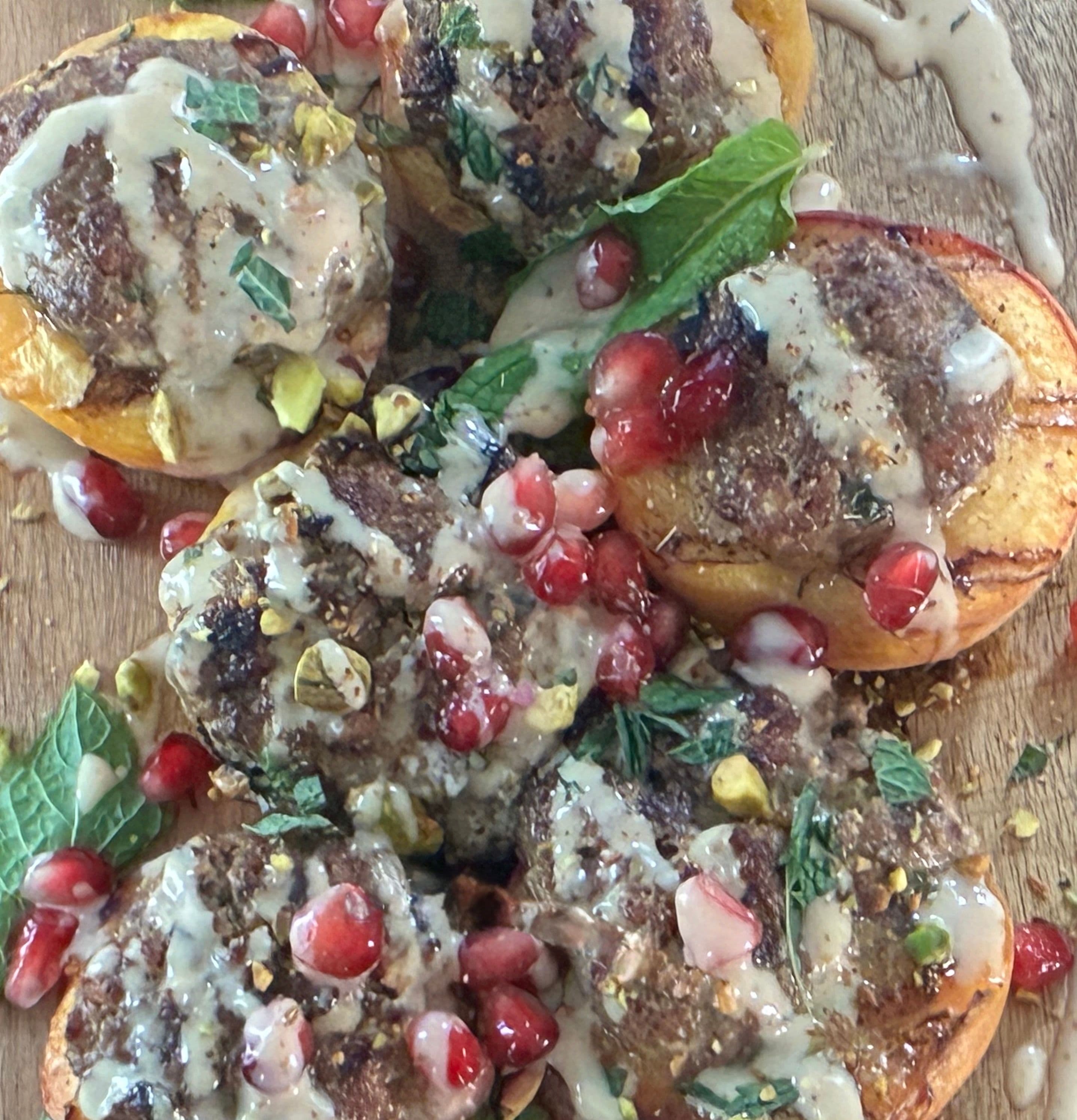 GRILLED STUFFED PEACHES WITH DUCK, PERSIAN-STYLE