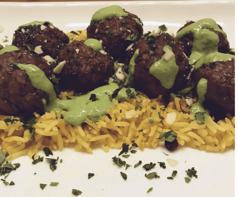 Saffron Duck Kabob Koobideh with Turmeric Rice and Figs