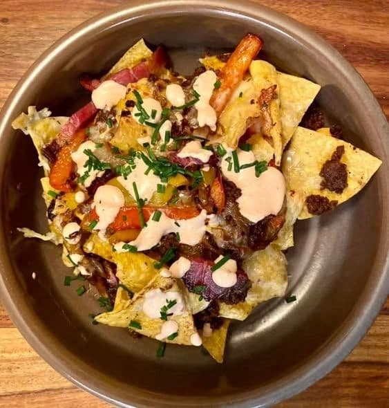 SUPER BOWL NACHOS WITH BEER-BRAISED GAME